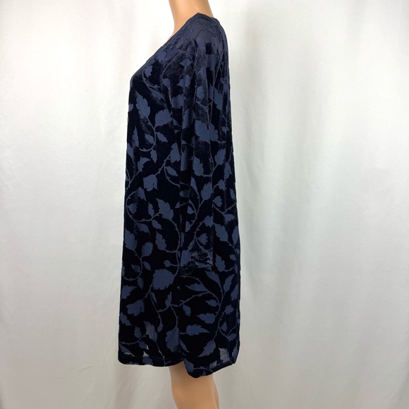 AMANDA SMITH Shift Dress 10 Navy Floral Burnout Velvet Square Neck Long Sleeve - Picture 5 of 11
